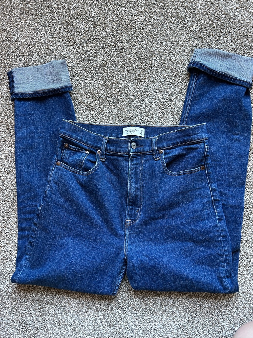 A&F straight ultra high rise jean